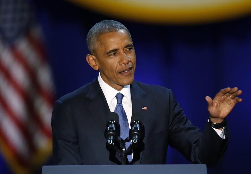 President Barack Obama speaks at McCormick Place in Chicago. Charles Rex Arbogast / AP Photo