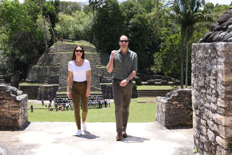 Prince William and Kate at Caracol, an ancient Mayan archaeological site deep in the jungle of the Chiquibul Forest, Belize.