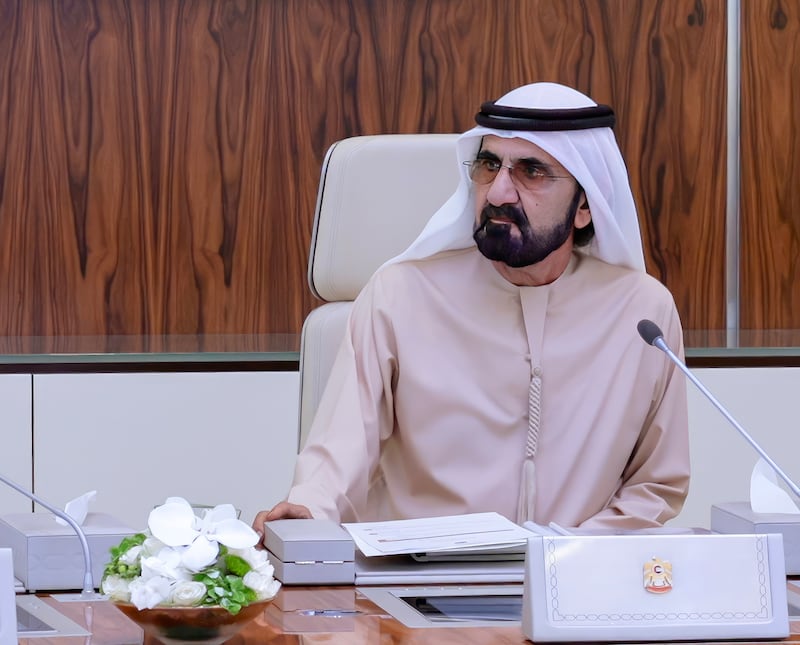 Sheikh Mohammed bin Rashid, Prime Minister and Ruler of Dubai, led a meeting of the UAE Cabinet in Abu Dhabi on Monday. Photo: Wam