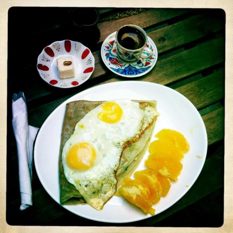 Silvia Razgova's iPhone food shoot: Sauteed spinach and egg crepe. Silvia Razgova/The National
