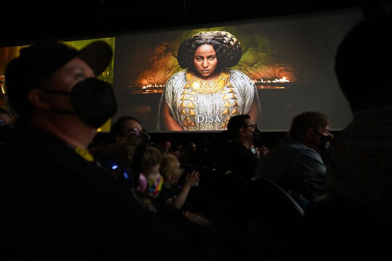 An image of Disa played by actress Sophia Nomvete was projected onto the large screen.