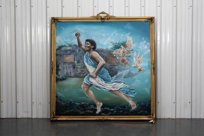 A painting depicting Maradona is included in the sale. Photo: Reuters 