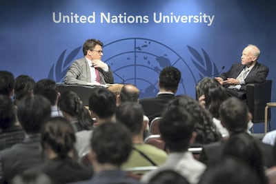 UN University rector David Malone, right. United Nations University