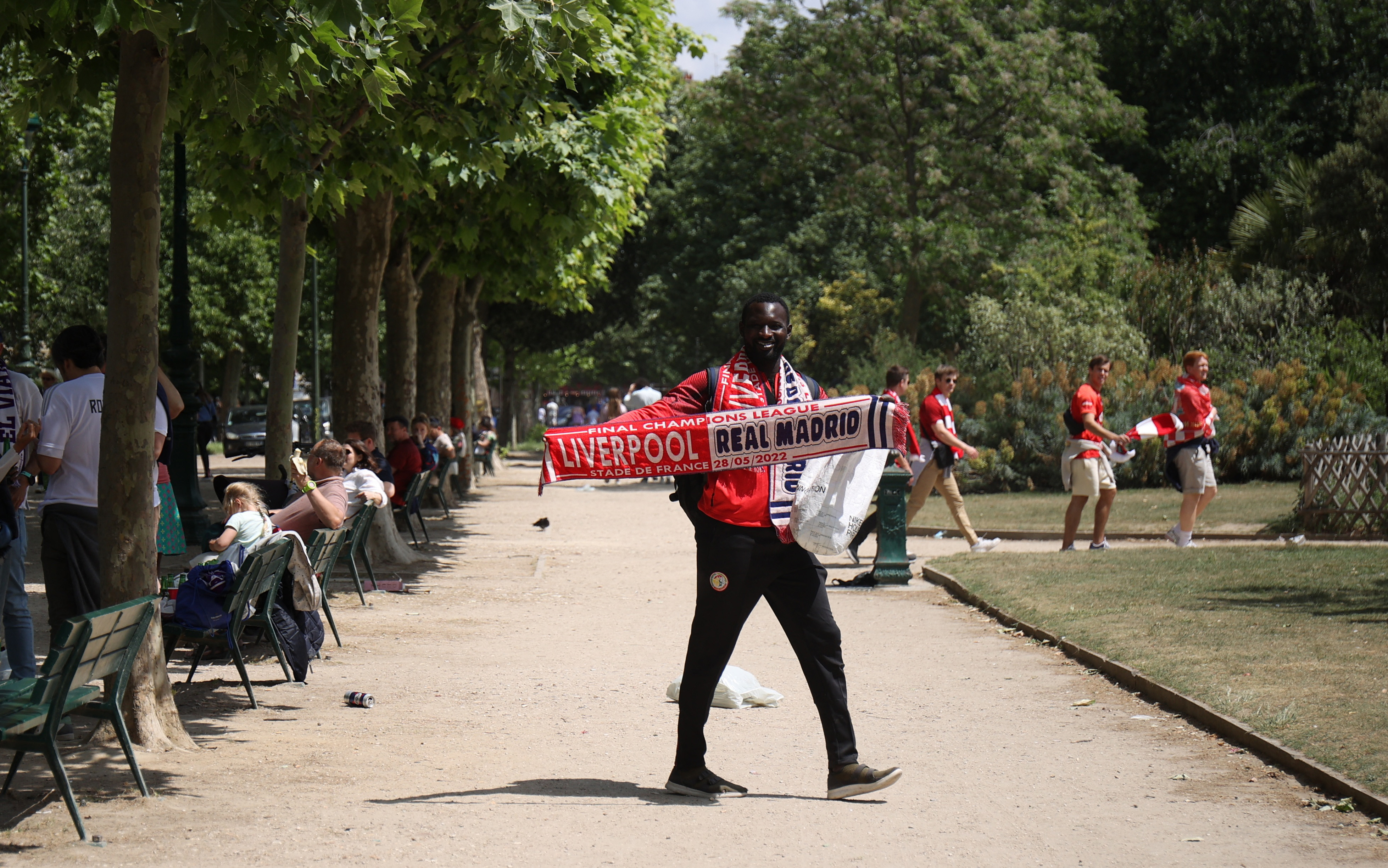 Fans gather in Paris for Liverpool v Real Madrid. Reuters