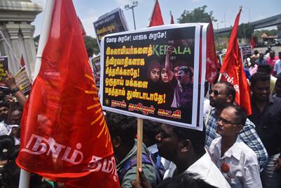 A protest against the screening of 'The Kerala Story' in Chennai, India. EPA