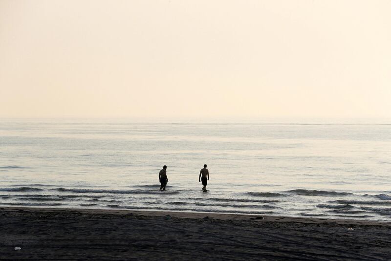 RAK, UNITED ARAB EMIRATES , May 28 – 2020 :- People enjoying at the sea during the evening near the beach area in Ras Al Khaimah. UAE government lift the coronavirus restriction for the residents and businesses around the country. (Pawan Singh / The National) For News/Online/Stock/Instagram. 