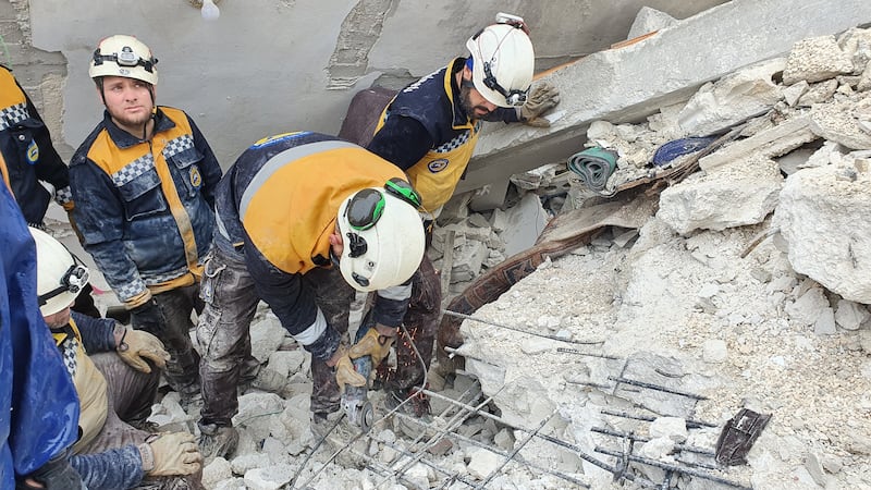 Rescue teams search for survivors in Idlib, Syria. Abd Almajed Alkarh for The National