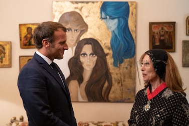 Fairouz shared this photo of herself and Emmanuel Macron on her official Twitter account, after meeting the French president during his visit to Beirut in August.