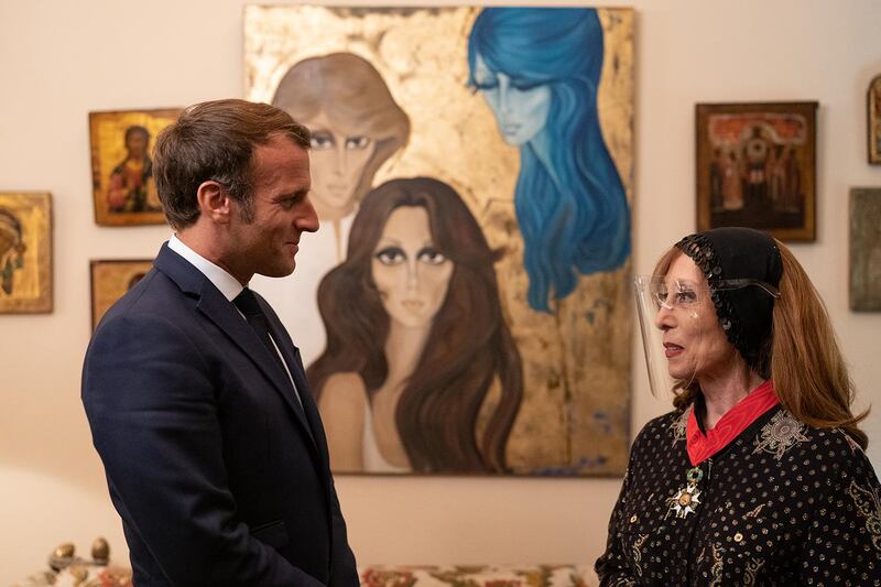 Fairouz shared this photo of herself and Emmanuel Macron on her official Twitter account, after meeting the French president during his visit to Beirut in August.