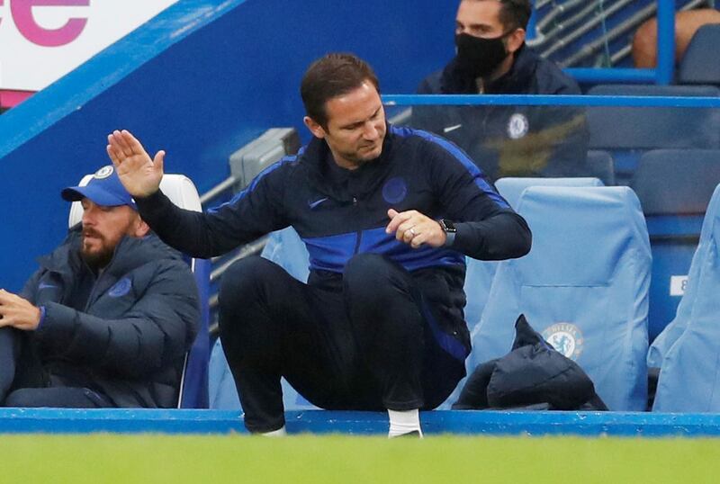 Chelsea manager Frank Lampard reacts on the sidelines. Reuters