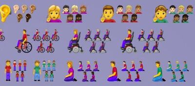 New emojis for 2019 represent people with disabilities. Courtesy Emojipedia