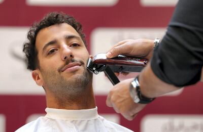 ABU DHABI , UNITED ARAB EMIRATES ,  November 21 , 2018 :- Daniel Ricciardo , F1 Driver doing the Movember shave to raise awareness of men's health issues held at Burjeel Day Surgery Center on Reem Island in Abu Dhabi. ( Pawan Singh / The National )  For News. Story by Adam Workman