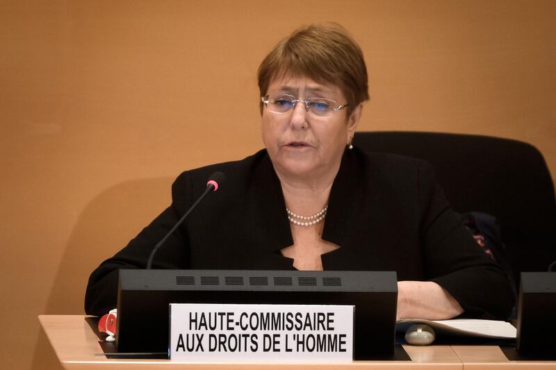 United Nations High Commissioner for Human Rights Michelle Bachelet delivers a speech at the opening of an urgent debate on "systemic racism" in the United States and beyond at the Human Rights Council on June 17, 2020 in Geneva. - African countries are pushing for the Michelle Bachelet, the United Nations High Commissioner for Human Rights, to investigate racism and police civil liberties violations against people of African descent in the United States. (Photo by Fabrice COFFRINI / AFP)