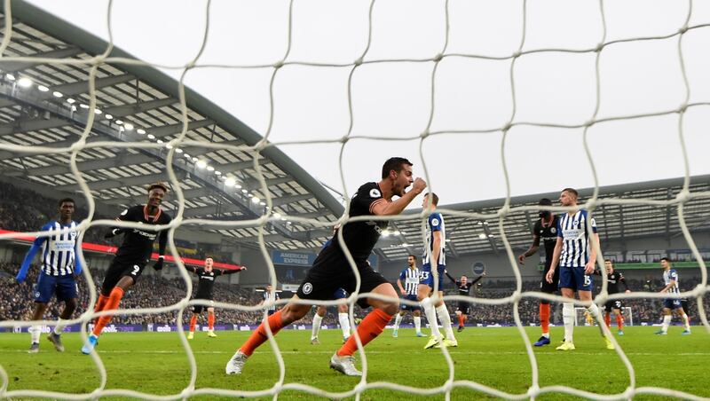 Chelsea's Cesar Azpilicueta celebrates after scoring on Wednesday. Reuters