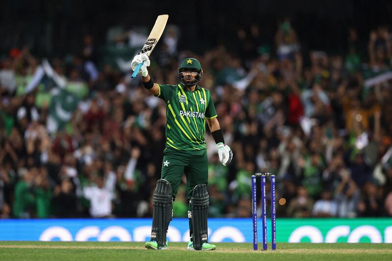 Iftikhar Ahmed celebrates his fifty. Getty