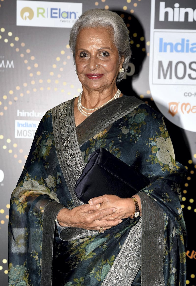 Indian Bollywood actress Waheeda Rehman attends the 'HT India's Most Stylish Awards 2019' ceremony in Mumbai on March 29, 2019. (Photo by Sujit Jaiswal / AFP)
