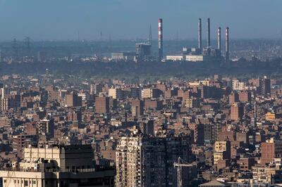 West Cairo natural gas electrical power station in the skyline of Giza, the twin city of Egypt's capital. AFP 