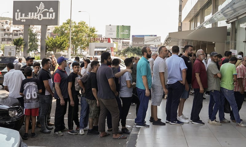 Another queue at a bakery in Khaldeh. The Lebanese Parliament has approved a $150m World Bank loan for wheat imports to address shortages in the country. Reuters