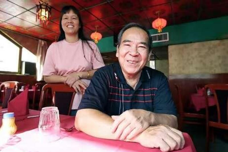 Pan Kang Jung, owner of the Golden Tower Restaurant in Abu Dhabi, along with his wife Pan Chin O Chu.