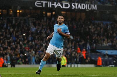 Soccer Football - Carabao Cup Fourth Round - Manchester City vs Wolverhampton Wanderers - Etihad Stadium, Manchester, Britain - October 24, 2017   Manchester City's Sergio Aguero celebrates scoring the winning penalty during the shootout    Action Images via Reuters/Lee Smith  EDITORIAL USE ONLY. No use with unauthorized audio, video, data, fixture lists, club/league logos or "live" services. Online in-match use limited to 75 images, no video emulation. No use in betting, games or single club/league/player publications.  Please contact your account representative for further details.