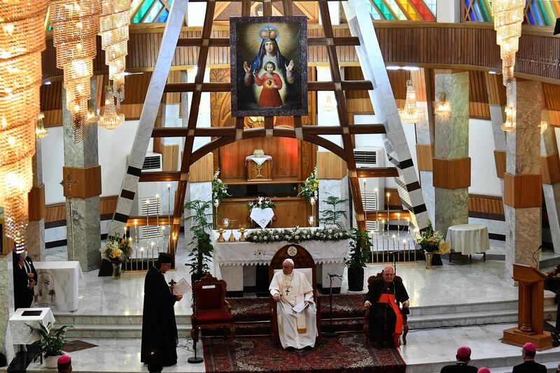 "We are gathered in this Cathedral of Our Lady of Salvation, hallowed by the blood of our brothers and sisters who here paid the ultimate price for their fidelity to the Lord and his church," said the Pope. AFP