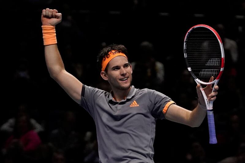 Austrian Thiem celebrates his victory, which secured him his first appearance in the final of the ATP event. EPA