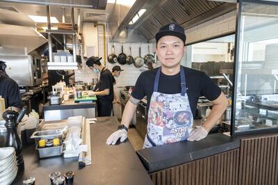 DUBAI, UNITED ARAB EMIRATES. 07 MAY 2020. UAE residents, restaurants and hotels cut food waste during pandemic as eating habits change . The Reif Japanese Kushiyaki restaurant kitchen in the Dar Wasl Mall on Al Wasl Rd. Chef Reif poses for a portrait. (Photo: Antonie Robertson/The National) Journalist: Kelly Clarker. Section: National.