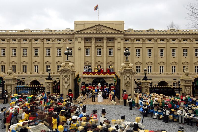 A Lego model depicting an imaginary scene from the royal wedding on March 30, 2011 in Windsor, England. The scene in front of Buckingham Palace includes models of the couple, Prince William and his bride Kate Middleton. Lego models of distinguished guests including the Beckhams, Sir Elton John and Sir Paul McCartney, complete the scene. Getty Images