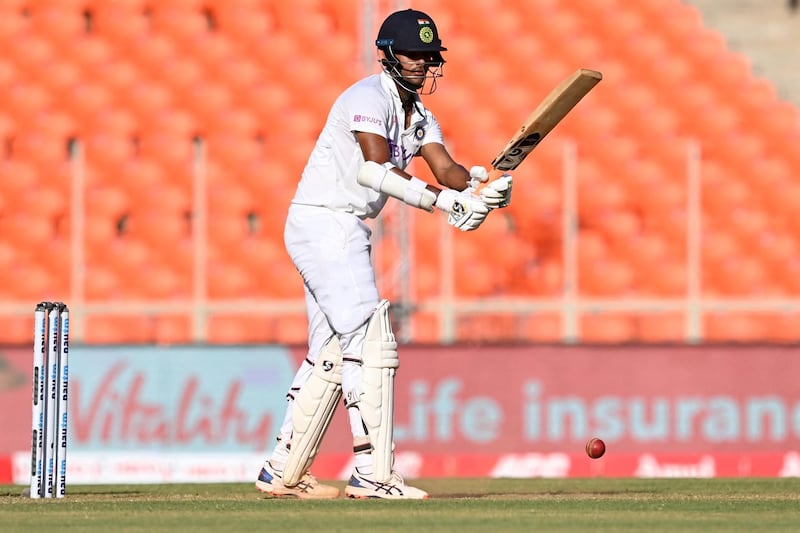 India's Washington Sundar remained unbeaten on 60 at stumps on days  two of the Ahmedabad Test. AFP