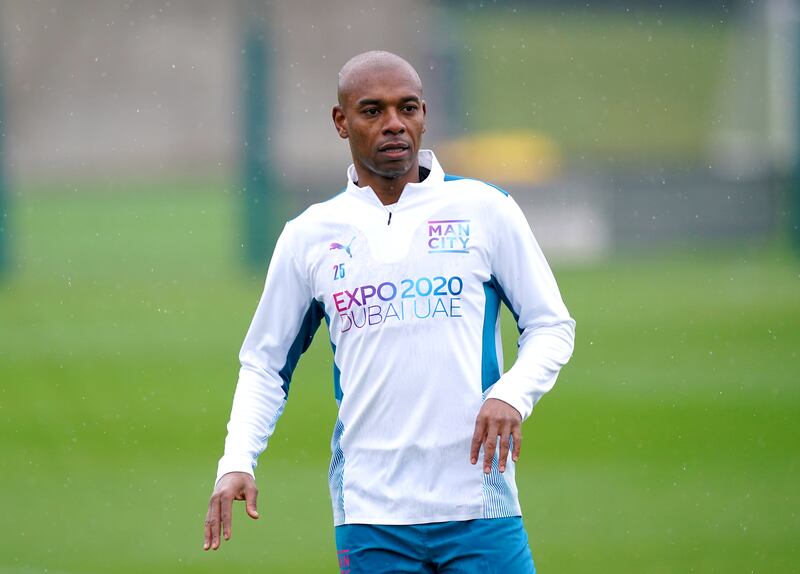 Fernandinho during a training session at the City Football Academy. PA