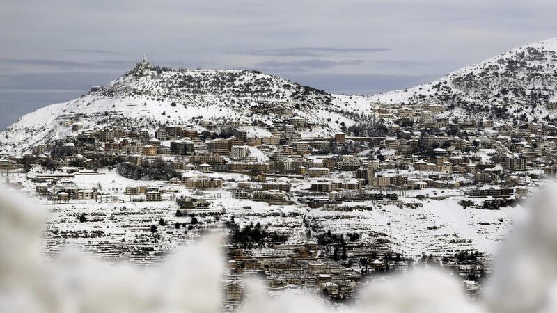 The town of Ehden is covered in snow in Lebanon. AFP