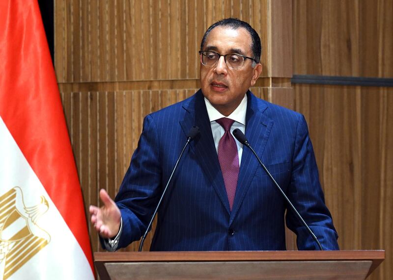 Egypt's Prime Minister Mostafa Madbouly addresses a press conference after the first meeting of his new government. Photo: Egyptian Cabinet