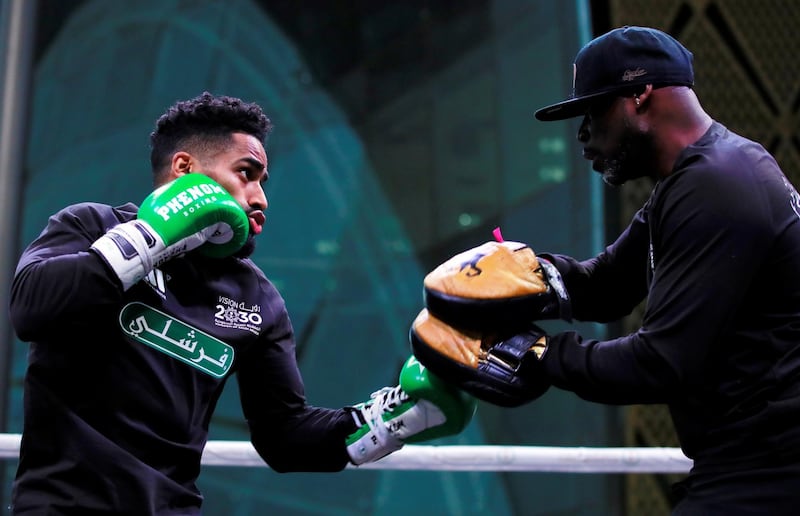 Zuhayr Al Qahtani takes part in a public workout ahead of Clash on the Dunes. Reuters