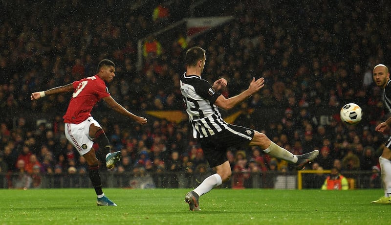 Manchester United striker Marcus Rashfordscored their third. AFP