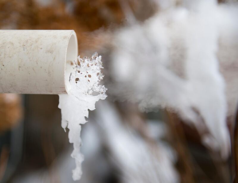 Ice crystals form on a home furnace exhaust pipe in St Paul, Minnesota. EPA