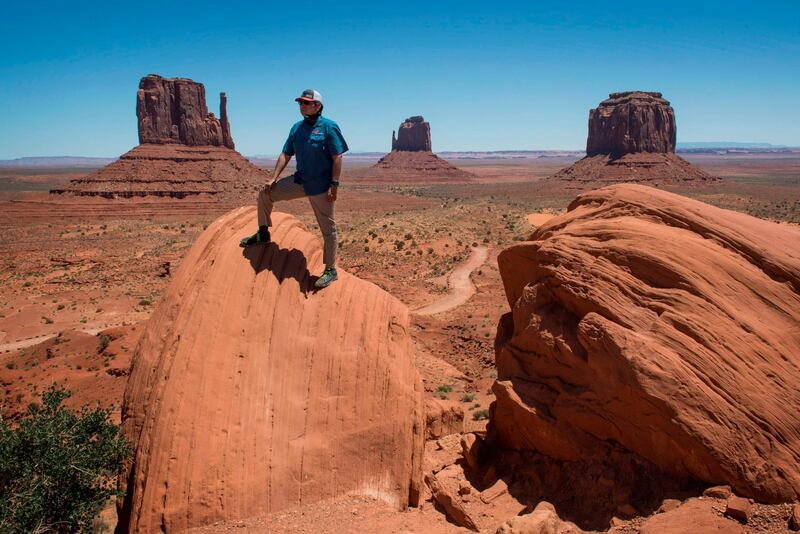 President of the Navajo Nation Jonathan Nez stands in the Monument Valley Tribal Park, which has been closed due to the Covid-19 pandemic in Arizona.  AFP