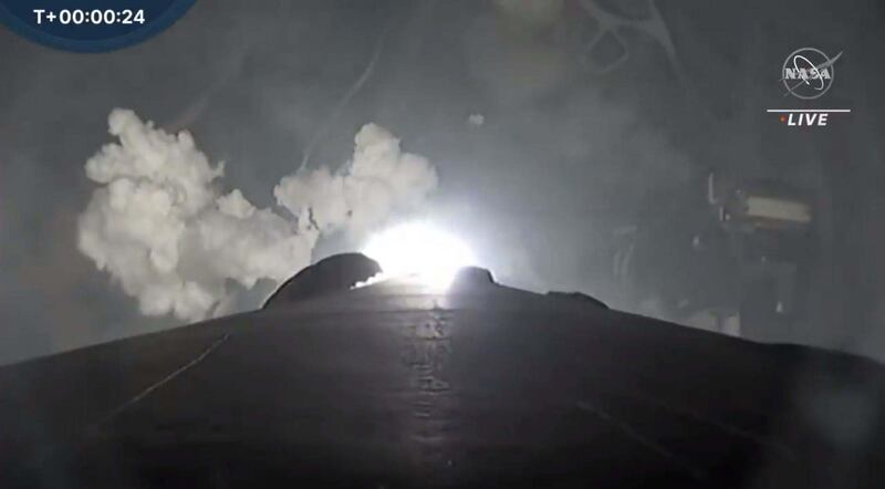 The view from the rocket's onboard camera. Photo: Nasa