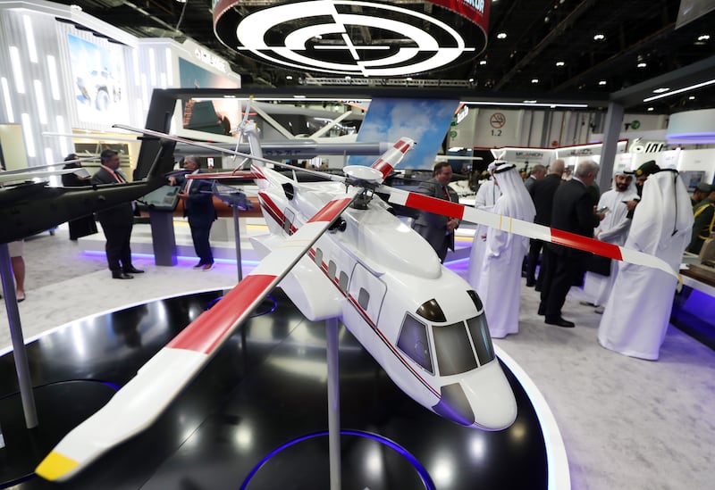 A model of an S-92 Executive helicopter at the Lockheed Martin stand