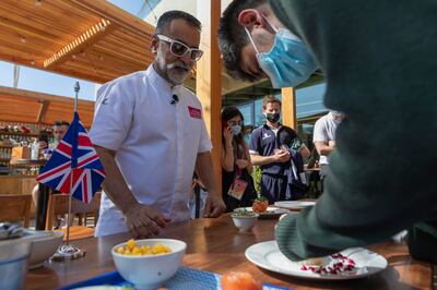 Chef Vineet Bhatia hosts a plating class with students from Gems Schools. Antonie Robertson / The National