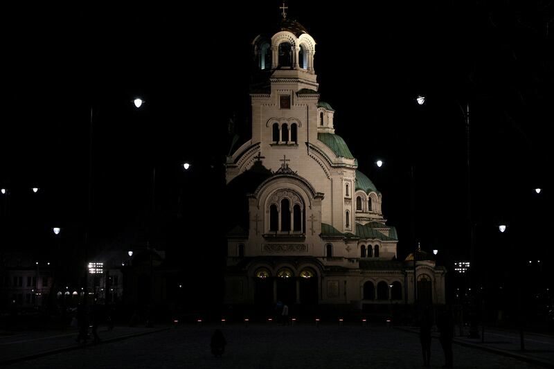 A view shows St Alexander Nevsky cathedral as the lights are being turned off for Earth Hour, in Sofia, Bulgaria. Reuters