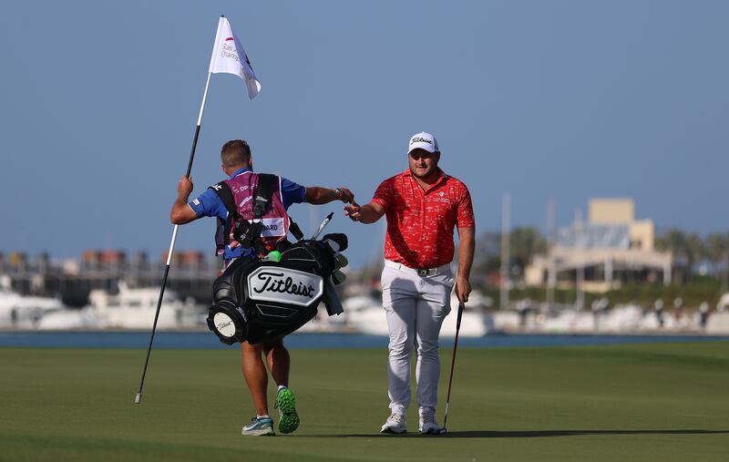 Zander Lombard on the 18th green. Getty