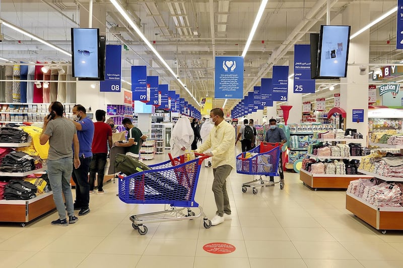 SHARJAH, UNITED ARAB EMIRATES , March 15, 2021 – Carrefour market at the newly opened Al Zahia City Centre in Sharjah. (Pawan Singh / The National) For LifeStyle/Online/Instagram. Story by Janice Rodrigues