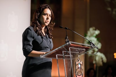 On September 25, 2013, the new Permanent Representative of the UAE to the United Nations Lana Nusseibeh gives a speech at the Morgan Library, at 225 Madison Avenue in New York City during the first week of the 68th session of the U.N. General Assembly which conducts meetings in to the month of December.

Photo by Willie Davis for The National *** Local Caption ***  20130925_lana-Nusseibeh_12.jpg