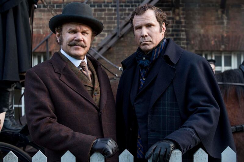 SHERLOCK HOLMES (Will Ferrell) and WATSON (John C. Reilly) in Columbia Pictures' HOLMES AND WATSON. Courtesy Sony Pictures