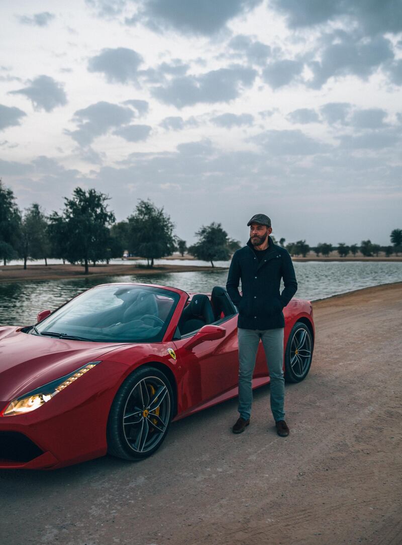 PureDrive Automotive co-founder Theo Measures with a Ferrari 488 Spider. A 488 GTB was used on 'Race 3'. PureDrive Automotive