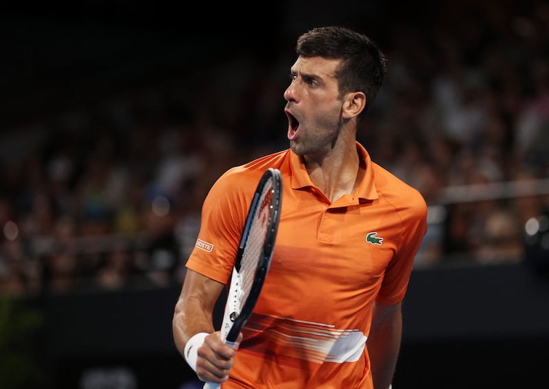 Novak Djokovic celebrates a point during the Adelaide International final. Reuters