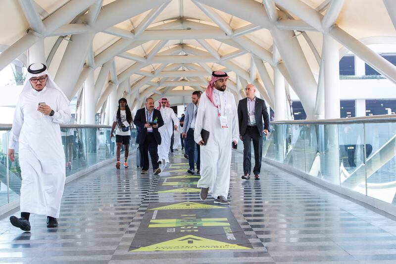Visitors to Gitex at Dubai World Trade Centre.  