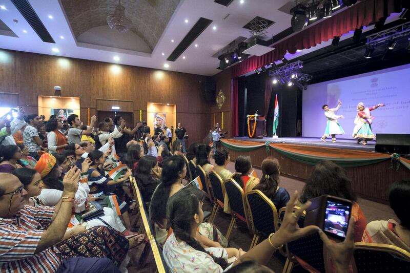 Dubai, United Arab Emirates, during the celebration of the Independence day of India at Indian Consulate in Dubai.  Ruel Pableo for The National for Anna's story