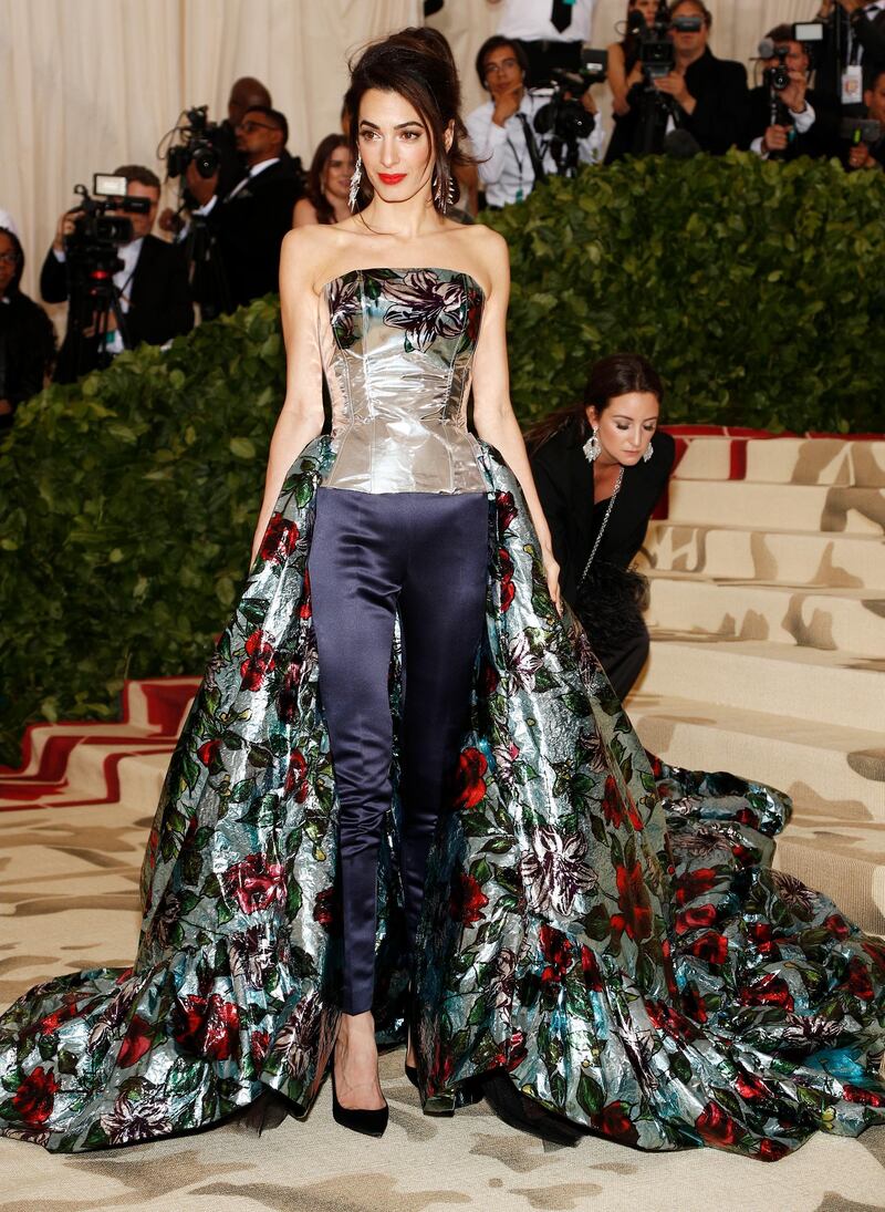 Amal Clooney in Richard Quinn at the 2018 Met Gala. EPA