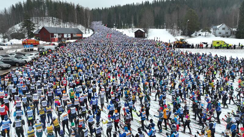 Cross-country skiing in Salen, Sweden, the start of the 100th Vasaloppet, the world's biggest race in the discipline. Reuters